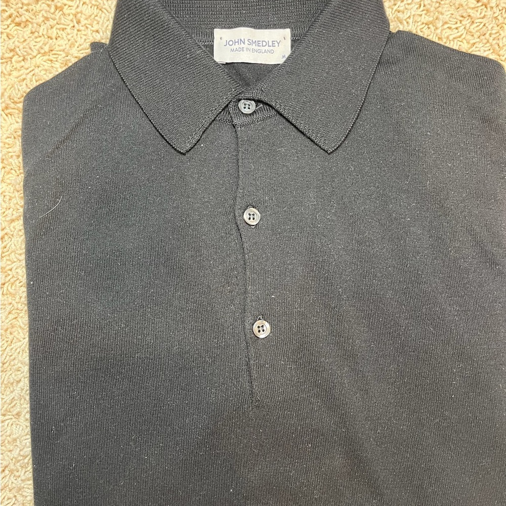John Smedley Men's Dark Gray Polo Shirt